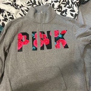 Pink quarter zip up sweater